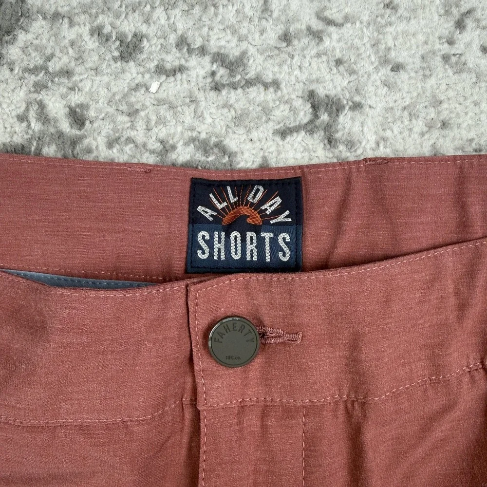 Faherty All Day Shorts Mens 38 Red Swim Trunks Drawstring Stretch Hybrid